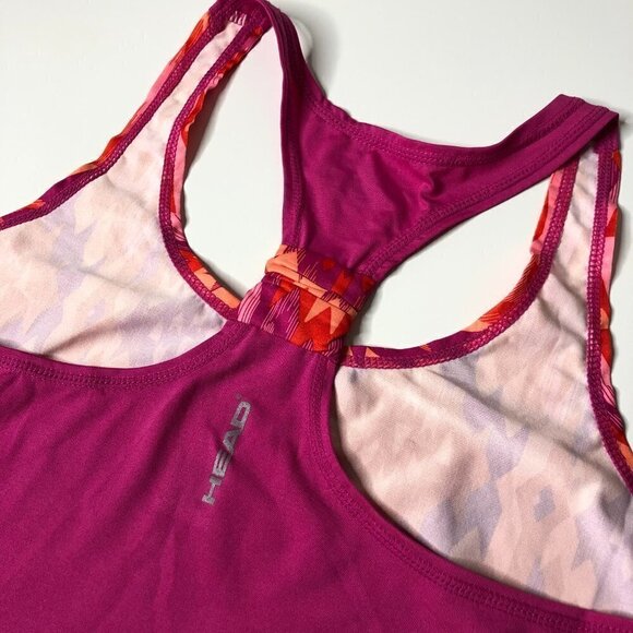 Head Geometric Pink Orange Racerback Active Stretchy Workout Tank Top SIZE SMALL - Picture 6 of 7